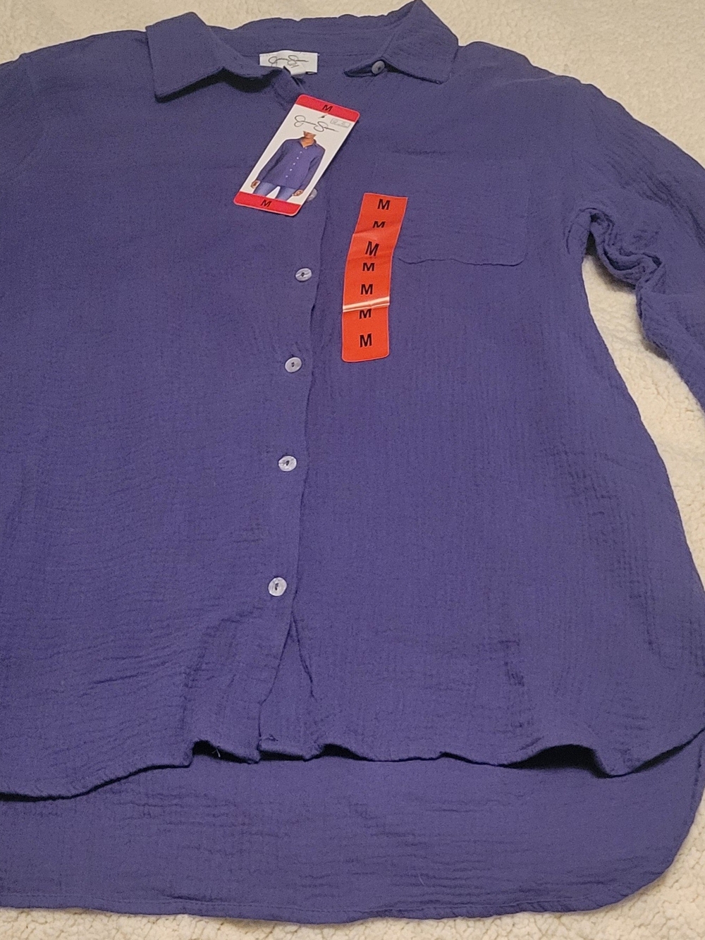 Jessica Simpson Button-Down Shirt in Deep Purple